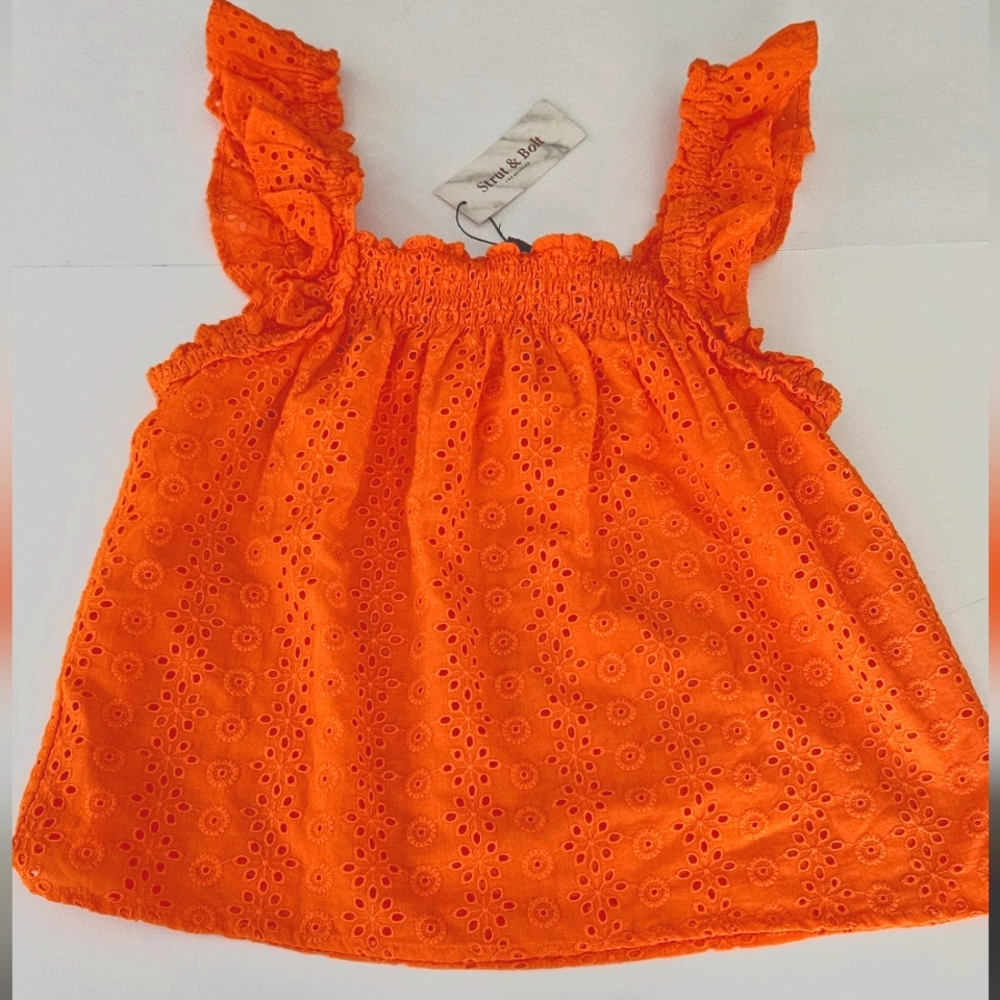 Strut & Bolt Eyelet Small Orange Tank With Embroidery New With T…